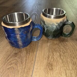 Resin Like Crystal Mineral Coffee Mug Colorful Crystal Mug Set Of 2